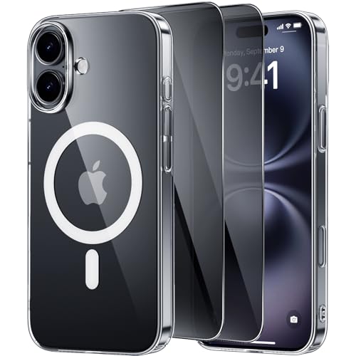 X-level für iPhone 16 Hülle Klar, Kompatibel mit Magsafe, mit 2X Privacy Displayschutzfolien, Military Grade Schutz, Anti-Gelb Slim Magnetic Handyhülle für iPhone 16 6,1 Zoll, Transparent X-level für iPhone 16 Hülle Klar, Kompatibel mit Magsafe, mit 2X Privacy Displayschutzfolien, Military Grade Schutz, Anti-Gelb Slim Magnetic Handyhülle für iPhone 16 6,1 Zoll, Transparent von X-level