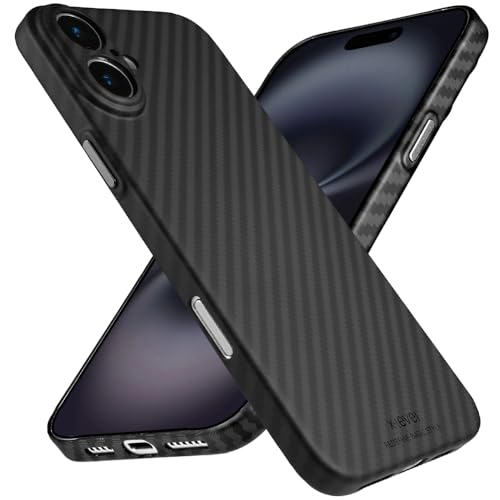 X-level für iPhone 16 Plus Hülle, 0,5 mm Ultra Dünn und Leicht Handyhülle Kompatibel mit MagSafe, Carbon Textur Aramidfaser Drucken Kratzfeste Schutzhülle Kameraschutz Hard Case - Schwarz X-level für iPhone 16 Plus Hülle, 0,5 mm Ultra Dünn und Leicht Handyhülle Kompatibel mit MagSafe, Carbon Textur Aramidfaser Drucken Kratzfeste Schutzhülle Kameraschutz Hard Case - Schwarz von X-level