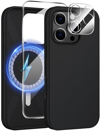 X-level 3 in 1 für iPhone 16 Pro Hülle für Magsafe mit Kameraschutz Und Panzerglas, Stoßfest, Matt Dünn Silikon Handyhülle für iPhone 16 Pro, Schwarz X-level 3 in 1 für iPhone 16 Pro Hülle für Magsafe mit Kameraschutz Und Panzerglas, Stoßfest, Matt Dünn Silikon Handyhülle für iPhone 16 Pro, Schwarz von X-level