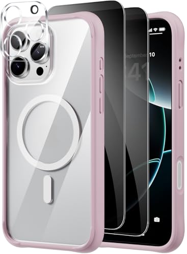 X-level für iPhone 16 Pro Max Hülle für MagSafe, mit 2 Privacy Screen Protector und 1 Camera Lens Protector, Anti-Yellowing Harte PC klar zurück, weicher Rahmen magnetische Hülle, Pink X-level für iPhone 16 Pro Max Hülle für MagSafe, mit 2 Privacy Screen Protector und 1 Camera Lens Protector, Anti-Yellowing Harte PC klar zurück, weicher Rahmen magnetische Hülle, Pink von X-level