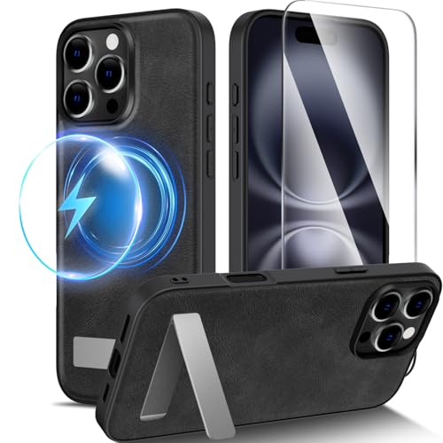 X-level für iPhone 16 Pro Max Hülle für Magsafe, Lederhülle mit Panzerglas, Verstellbarer Ständer, Stoßfest Anti-Rutsch Anti-Fingerspur Magnetische Handyhülle für iPhone 16 Pro Max, Schwarz X-level für iPhone 16 Pro Max Hülle für Magsafe, Lederhülle mit Panzerglas, Verstellbarer Ständer, Stoßfest Anti-Rutsch Anti-Fingerspur Magnetische Handyhülle für iPhone 16 Pro Max, Schwarz von X-level