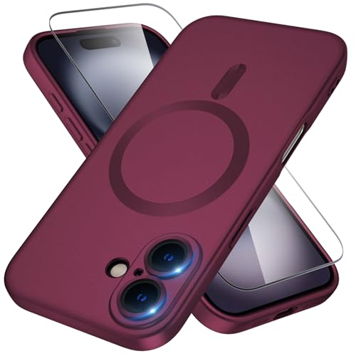 X-level für iPhone 16 Hülle, Kompatibel mit MagSafe, 1 Handyhülle iPhone 16 Case und 1 Schutzfolie, Kameraschutz Vollständiger, Stoßfest Dünn Weiche Kratzfest Matt Schutzhülle, Weinrot X-level für iPhone 16 Hülle, Kompatibel mit MagSafe, 1 Handyhülle iPhone 16 Case und 1 Schutzfolie, Kameraschutz Vollständiger, Stoßfest Dünn Weiche Kratzfest Matt Schutzhülle, Weinrot von X-level