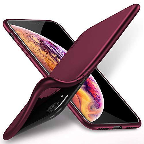 X-level iPhone XR Hülle, [Guardian Serie] Ultradünn Schlank TPU Case Weiche Silikon Schutzhülle, Handyhülle für iPhone XR Echtes Cover 6,1 Zoll 360° Voller Deckel, Einfacher Stil - Weinrot von X-level