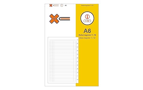 X17 A6 Datenregister 1-12 für das revolutionäre X17-Notizbuch mit auswechselbaren Heften von X17