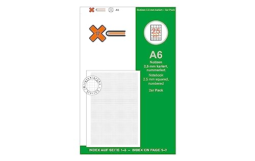 X17 A6 Notizen/Notizheft | kariert 2,5 mm 2er Pack, für das revolutionäre X17-Notizbuch mit auswechselbaren Heften X17 A6 Notizen/Notizheft | kariert 2,5 mm 2er Pack, für das revolutionäre X17-Notizbuch mit auswechselbaren Heften von X17