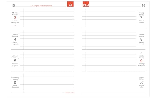 X17- A7 Wochenkalender-Wochenplaner "Nachfüllpack" | „Quer“ 2025, 2 Hefte à 6 Monate, inkl. Memokarte. Nur passend für das X17-System. Made in Germany von X17