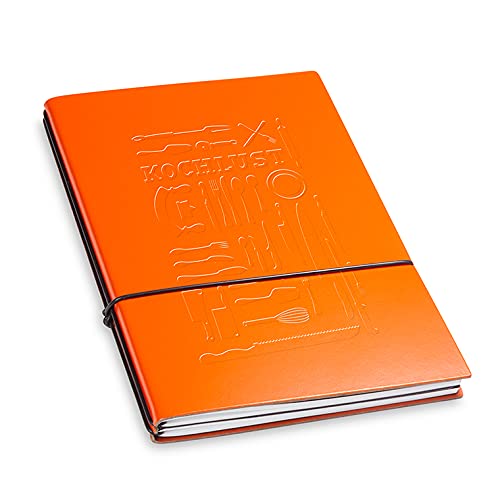 X17-Mein Rezeptebuch, Kochbuch, A5, Ringebuch, zum Selberschreiben, eintragen, aus recyceltem Leder orange; die wahre "Kochlust"! Austauschbare Hefte! 100% Made in Germany von X17