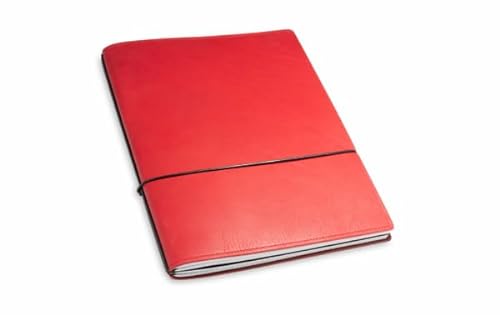 X17 Notizbuch/Konferenzmappe A4, rot, aus Leder. Austauschbare Notizhefte (blanko,kariert) mit Doppeltasche. Made in Germany von X17