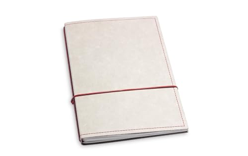 X17 Notizbuch A5, grau + rot; Vegan! aus Deutsches Zellulose-Material. Austauschbare Notizhefte (blanko,kariert) mit Doppeltasche, Made in Germany von X17