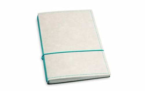 X17 Notizbuch A5, grau + türkis/grün; Vegan! aus Deutsches Zellulose-Material. Austauschbare Notizhefte (blanko,kariert) mit Doppeltasche, Made in Germany von X17