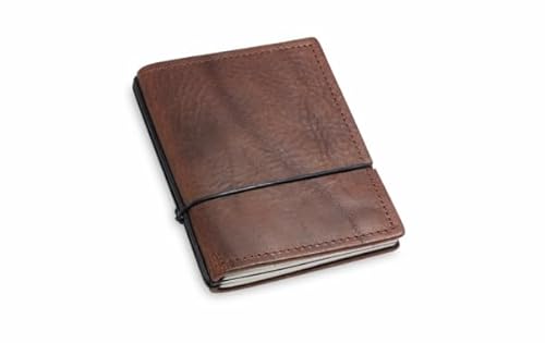 X17 Notizbuch A7, braun "kastanie", aus Leder. Austauschbare Notizhefte (blanko, kariert) mit Doppeltasche, Made in Germany von X17