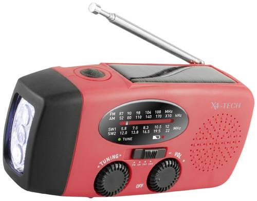 X4 Tech Notfallradio FM, AM, KW Akku-Ladefunktion, Handkurbel, Solarpanel, Taschenlampe, wiederaufla von X4 Tech