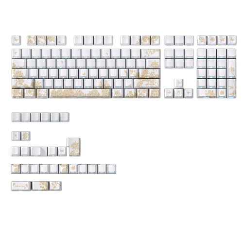 146/136 Tasten Tastenkappen Zoll Platin Stickerei Tastenkappen-Set Seitendruck Hintergrundbeleuchtung Tastenkappen für mechanische Tastatur von XAGMODSHN