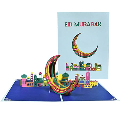 3D-Karte, bunte Schlösser, Mond-Grußkarten für Eid-Party-Dekoration, inklusive Umschlag und Notizkarte 3D-Karte, bunte Schlösser, Mond-Grußkarten für Eid-Party-Dekoration, inklusive Umschlag und Notizkarte von XAGMODSHN