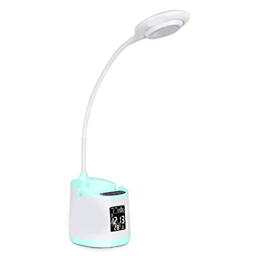 USB-wiederaufladbare LED-Schreibtischlampe, stufenloses Dimmen, augenschonendes Leselicht für Touch-Steuerung, mit Uhr, Kalender und Stifthalter USB-wiederaufladbare LED-Schreibtischlampe, stufenloses Dimmen, augenschonendes Leselicht für Touch-Steuerung, mit Uhr, Kalender und Stifthalter von XAGMODSHN