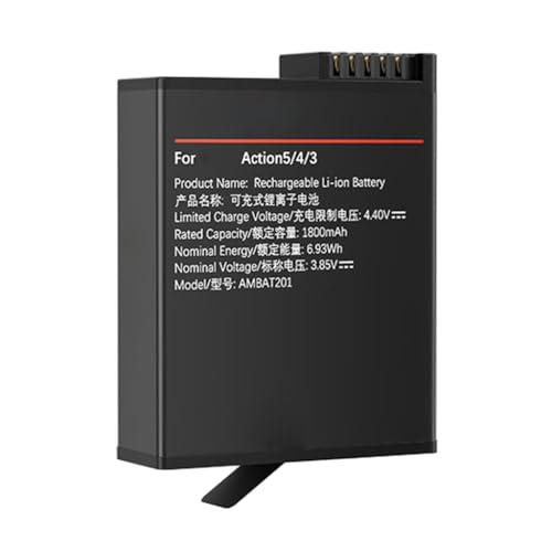 XAGMODSHN Akku mit hoher Kapazität von 1800 mAh, Ersatz-Power-Backup für Action 5/4/3, kompatibel mit kaltem Wetter XAGMODSHN Akku mit hoher Kapazität von 1800 mAh, Ersatz-Power-Backup für Action 5/4/3, kompatibel mit kaltem Wetter von XAGMODSHN