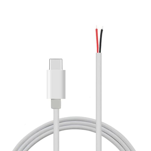 XAGMODSHN USB-Typ-C-Stecker, 2-poliger Draht, DIY-Pigtail-Kabel, 5 V, 2 A, schwarz, USB-Stromversorgung mit 2-poligem Drahtverbinder für LED-Licht-Lüfter-Router von XAGMODSHN