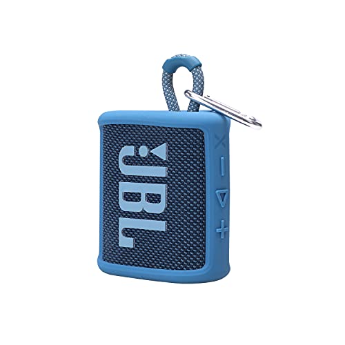 XANAD Silikonhülle für JBL GO 3 kleine Bluetooth Box, Tragbare ultraleichte Tragetasche mit Karabiner (Blau) von XANAD