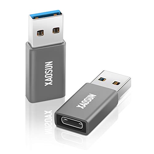 XAOSUN [10 Gbit/s] USB-Stecker auf USB-C-Buchse (2er-Pack), 3.1-USB-A-auf-USB-C-Adapter, SuperSpeed Data Sync & 100 W Fast Charging - kompatibel mit iPhone 15 Pro Max, Laptop, PC, Ladegerät, Charger von XAOSUN