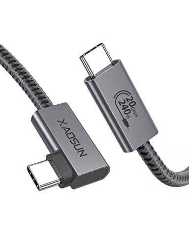 XAOSUN 240W USB C auf USB C Kabel 1M, Winkel 90 Grad USB 3.2 Gen2×2 Typ C Ladekabel, 20 Gbps Datenübertragung, PD3.1 Schnellladekabel, 4K@60Hz Videoübertragung für Laptop, Mobiltelefon USB-C-Geräte von XAOSUN
