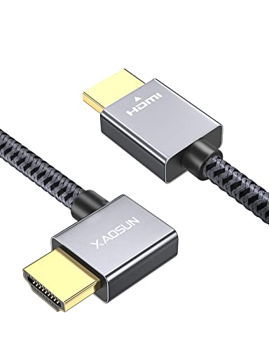 XAOSUN 2M Rechtwinkliges HDMI 2.0 Kabel, 90 Grad HDMI Kabel für MacBook Pro 2021,18 Gbit/s High-Speed-Unterstützung 4K@60 Hz, 3D 1080P, hdmi 2.0 kabel kompatibel mit Laptop, Monitor, PS4/5, Xbox… von XAOSUN