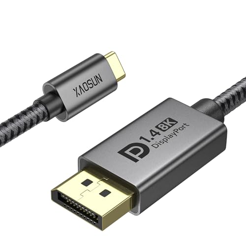 XAOSUN USB C DisplayPort 1.4 Kabel 2M, [8K@60Hz, 4K@165Hz/144Hz] Thunderbolt 4 auf DisplayPort 1.4 für iphone 15 Pro Max, Samsung, macbook/ipad pro, iMac,HDTV usw. [ HBR3, HDR, 32.4Gbps] von XAOSUN