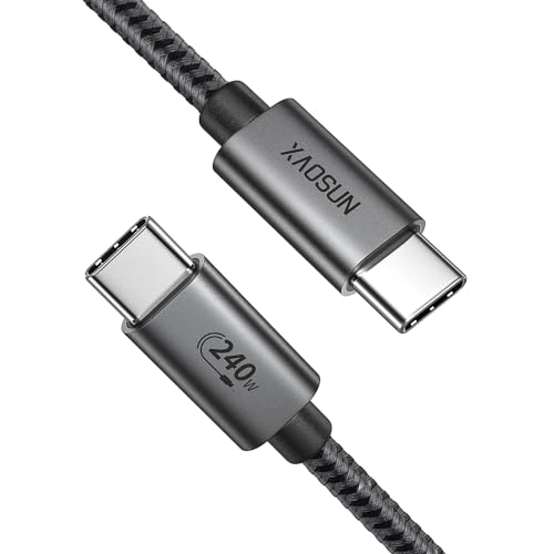XAOSUN 240W USB C Kabel 1M,USB C auf C Ladekabel Schnelllade,48V/5A PD 3.1 Kompatibel mit iPhone 16/15 Pro/S24/S23, iPad Pro/Air, MacBook Pro/Air von XAOSUN
