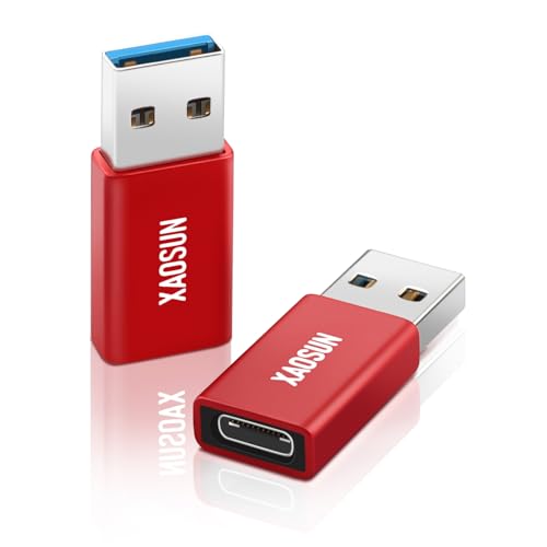 XAOSUN USB auf USB C Adapter [2 Pack] – 3.0/3.1 USB Typ C Konverter Unterstützt einseitige 10 Gbps Datensynchronisation und schnelles Laden – kompatibel mit iPhone 15 Pro Max, Laptop, Charger von XAOSUN