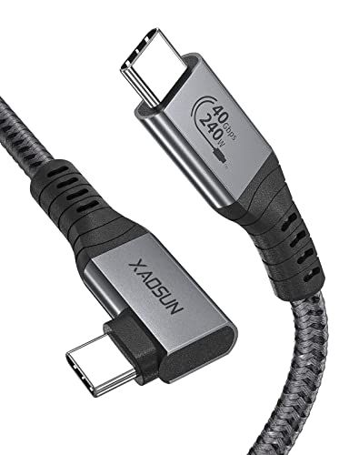 XAOSUN USB4 mit Thunderbolt 4 Kabel Unterstützt 40Gbps PD3.1 240W Zertifiziert Ladekabel, 8K 60Hz 4K 120Hz Video für iphone 15 pro max, Laptop, Monitor, PC winkel 90 grad echter Winkel, 180cm von XAOSUN