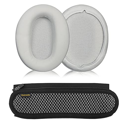 XBERSTAR Ersatz-Ohrpolster für Sony WH-CH710N Kopfhörer, Eiweißleder, Ersatzpolster (graue Ohrpolster und weißes Netz-Kopfband) von XBERSTAR