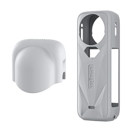 XBERSTAR Silikon Schutzhülle für Insta360 X5 Cover Case Objektivdeckel Silikon Rundumabdeckung (Grau, Schutzhülle + Objektivdeckel) von XBERSTAR