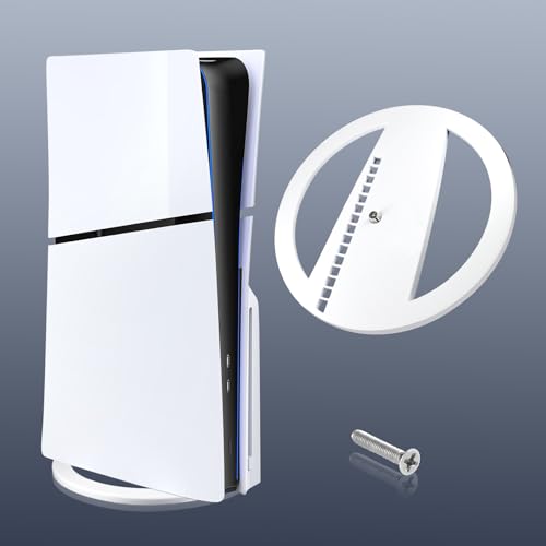 XBERSTAR Vertikaler Ständer für PS5 Slim Konsole Disc und Digital mit Schraube, Basisständer Ersatz für PS5 Slim Disc & Digital (Weiß für PS5 Slim) von XBERSTAR