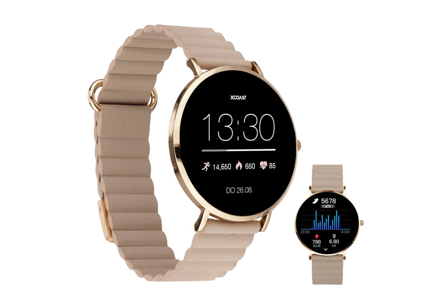 XCOAST SIONA 2 Damen Smartwatch (4,2 cm/1,32 Zoll, 2) Edel & Modern, IOS & Android, Ultraflach, 7 Tage Akku, Blutdruck, Wasserdicht, Puls, Blutdruck, AMOLED Display von XCOAST