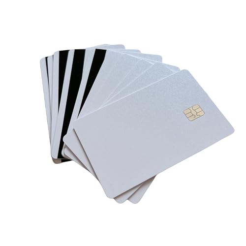 SLE4442 Chip Pearl White Karten mit Hi-Co Magnetstreifen PVC blanko Karte 85.6 X 54 X 0.8mm / 3.37'' X 2.13'' X 0.03'' Sle4442 Grußkarte mit 2track Magstripe – 10 Stück von XCRFID