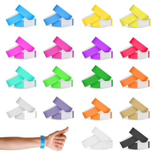 XCSJ 180 Stück 18 Farben Eintrittsbänder Einlassbänder Wasserfeste Party Armbänder Wasserdichte Festivalbänder Event Armbänder Kontrollbänder Für Events,Party,Wasserpark,Wettbewerbe -19 x 250mm (A) von XCSJ