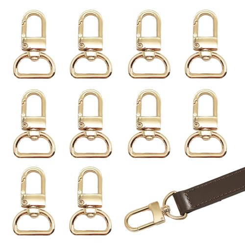 XCSJ Karabinerhaken für Taschen, Karabinerhaken mit Drehgelenk, 360° drehbarem, Zink Legierung, Taschenzubehör, Schlüsselkarabiner Karabiner für Taschen, Schlüsselanhänger, Diy, 10 Pcs (Gold, 2 cm) XCSJ Karabinerhaken für Taschen, Karabinerhaken mit Drehgelenk, 360° drehbarem, Zink Legierung, Taschenzubehör, Schlüsselkarabiner Karabiner für Taschen, Schlüsselanhänger, Diy, 10 Pcs (Gold, 2 cm) von XCSJ