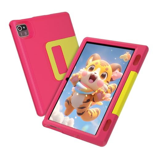 XCX Kinder Tablet, Android 13, 6 (4 + 2) GB RAM + 64 GB ROM, 10 Zoll Tablet für Kinder, Quad Core, 5000 mAh, Kindersteuerung, WLAN, Bluetooth, Kindersicherungshülle (Rosa) von XCX