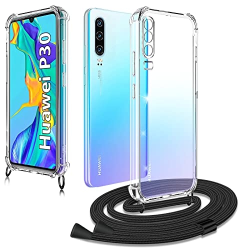 XCYYOO Handykette Huawei P30 Hülle mit Band Handy Case Kette Handyhülle mit Kordel zum Umhängen Handyanhänger Halsband Lanyard Case/Handy Band Halsband Necklace von XCYYOO