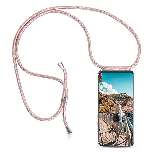 XCYYOO Handykette Hülle für Samsung Galaxy A51 Cover,Pouch Bag Mode-Accessoire Handytasche Smartphone Necklace HandyHülle mit Band - Schnur mit Case zum umhängen in Roségold von XCYYOO