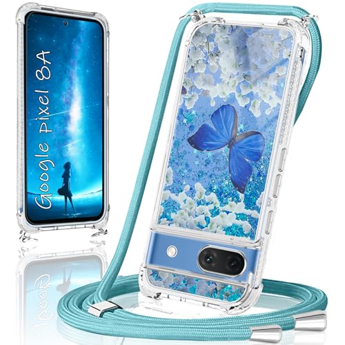 XCYYOO Handykette für Google Pixel 8A Hülle mit Band,Handyhülle Google Pixel 8A Glitzer Schmetterling mit Kette TPU Slim Bumper Kratzfest Transparent Stoßfest Schmetterling Schutzhülle mit Kordel XCYYOO Handykette für Google Pixel 8A Hülle mit Band,Handyhülle Google Pixel 8A Glitzer Schmetterling mit Kette TPU Slim Bumper Kratzfest Transparent Stoßfest Schmetterling Schutzhülle mit Kordel von XCYYOO