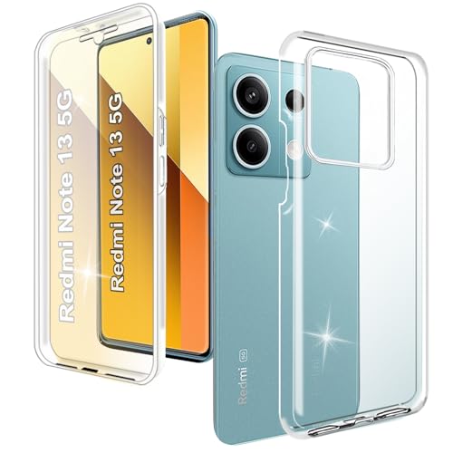 XCYYOO Hülle Xiaomi Redmi Note 13 5G Transparent 360 Grad Komplettschutz Redmi Note 13 5G Handyhülle mit Integriertem Displayschutz Schadensichere Ultradünn Silikon Schutzhülle von XCYYOO