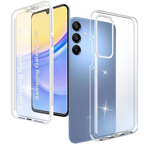 XCYYOO Hülle für Samsung Galaxy A15 4G/5G Transparent 360 Grad Komplettschutz Samsung Galaxy A15 4G/5G Handyhülle mit Integriertem Displayschutz Schadensichere Ultradünn Silikon Schutzhülle von XCYYOO