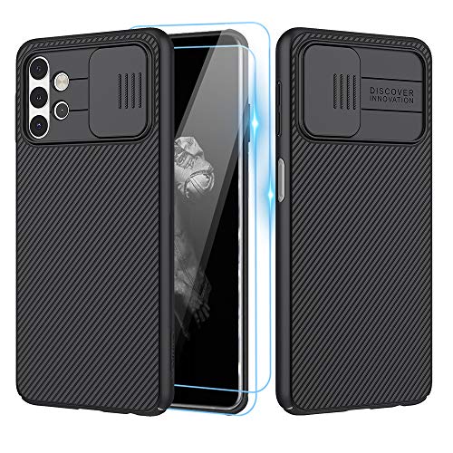 XCYYOO für Samsung Galaxy A32 5G Hülle [2 Tempered Glass Screen] Camera Protection Mobile Phone Case [Ultra Thin Sliding Cover Protection for The Camera] Hybrid Shockproof Non-Slip Scratch Case von XCYYOO