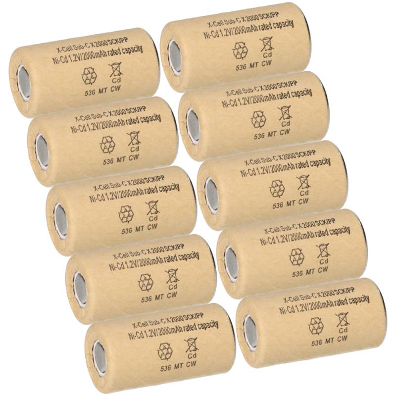 10 Stück XCell Akku Sub-C 1,2V / 2000mAh 2000SCK/PP von XCell