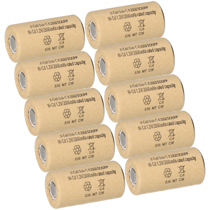 10 Stück XCell Akku Sub-C 1,2V / 2000mAh 2000SCK/PP 10 Stück XCell Akku Sub-C 1,2V / 2000mAh 2000SCK/PP von XCell