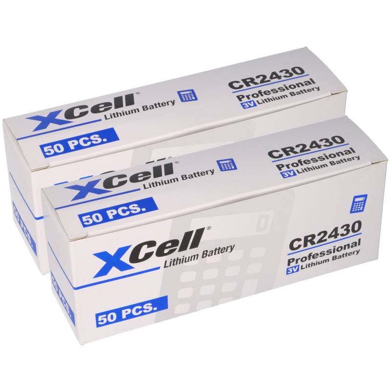 100x CR2430 Lithium-Knopfzelle 3V / 290mAh (20x 5er Pack) von XCell