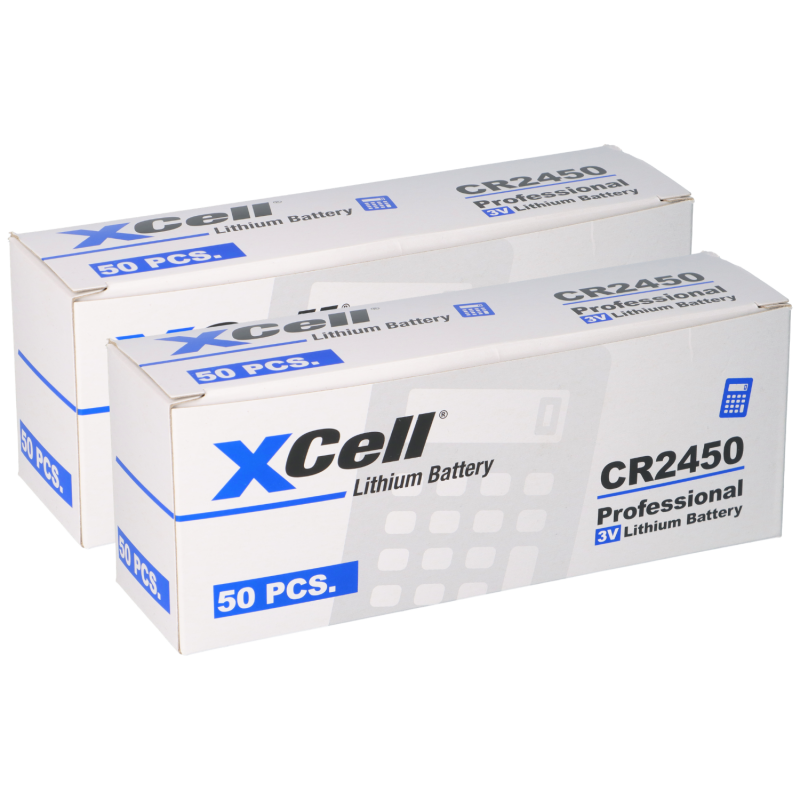 100x CR2450 Lithium-Knopfzelle 3V / 620mAh (20x 5er Pack) von XCell