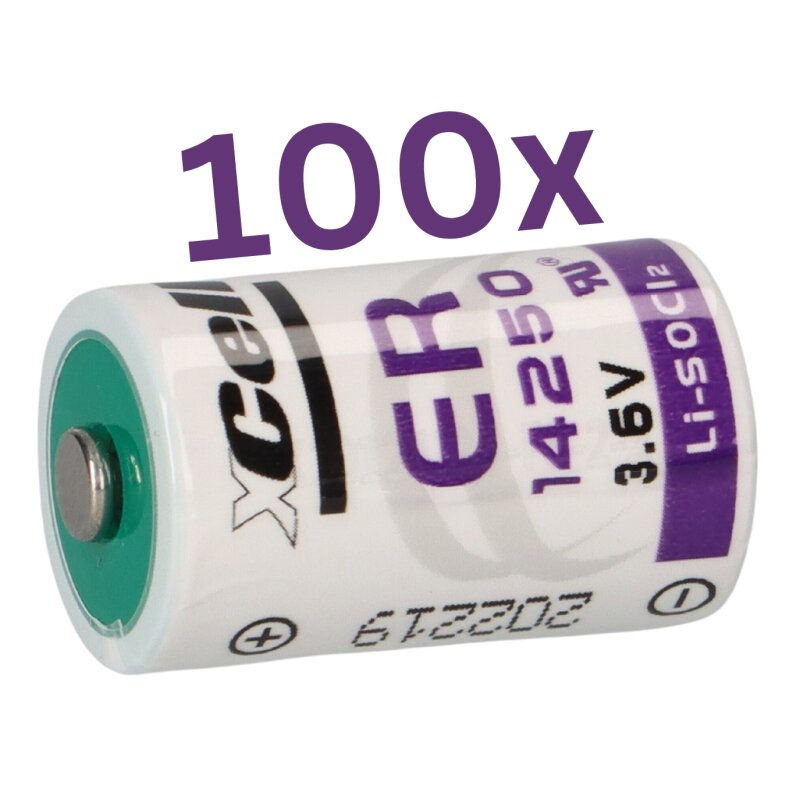 100x XCell Lithium 3,6V Batterie ER14250 1/2AA Zelle von XCell