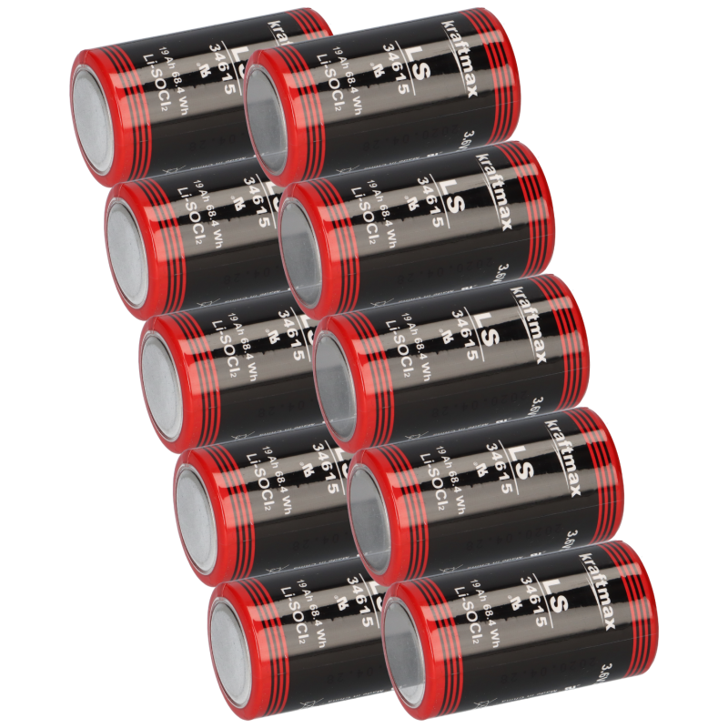 10x Kraftmax Lithium 3,6V Batterie ER34615 D -Zelle LS33600 Mono 10x Kraftmax Lithium 3,6V Batterie ER34615 D -Zelle LS33600 Mono von XCell