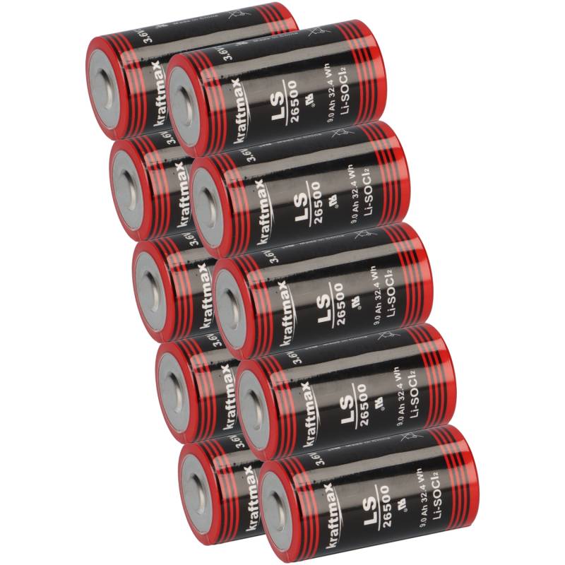 10x Kraftmax Lithium 3,6V Batterie LS26500 C Zelle 26500 von XCell